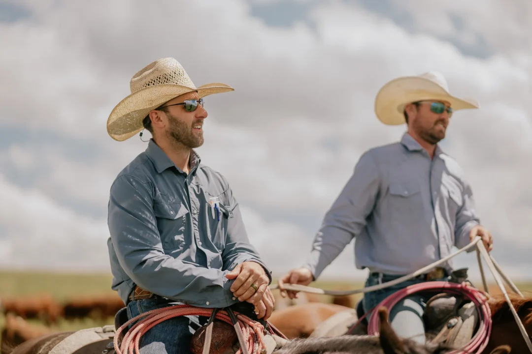 Two riders on horseback with lassos